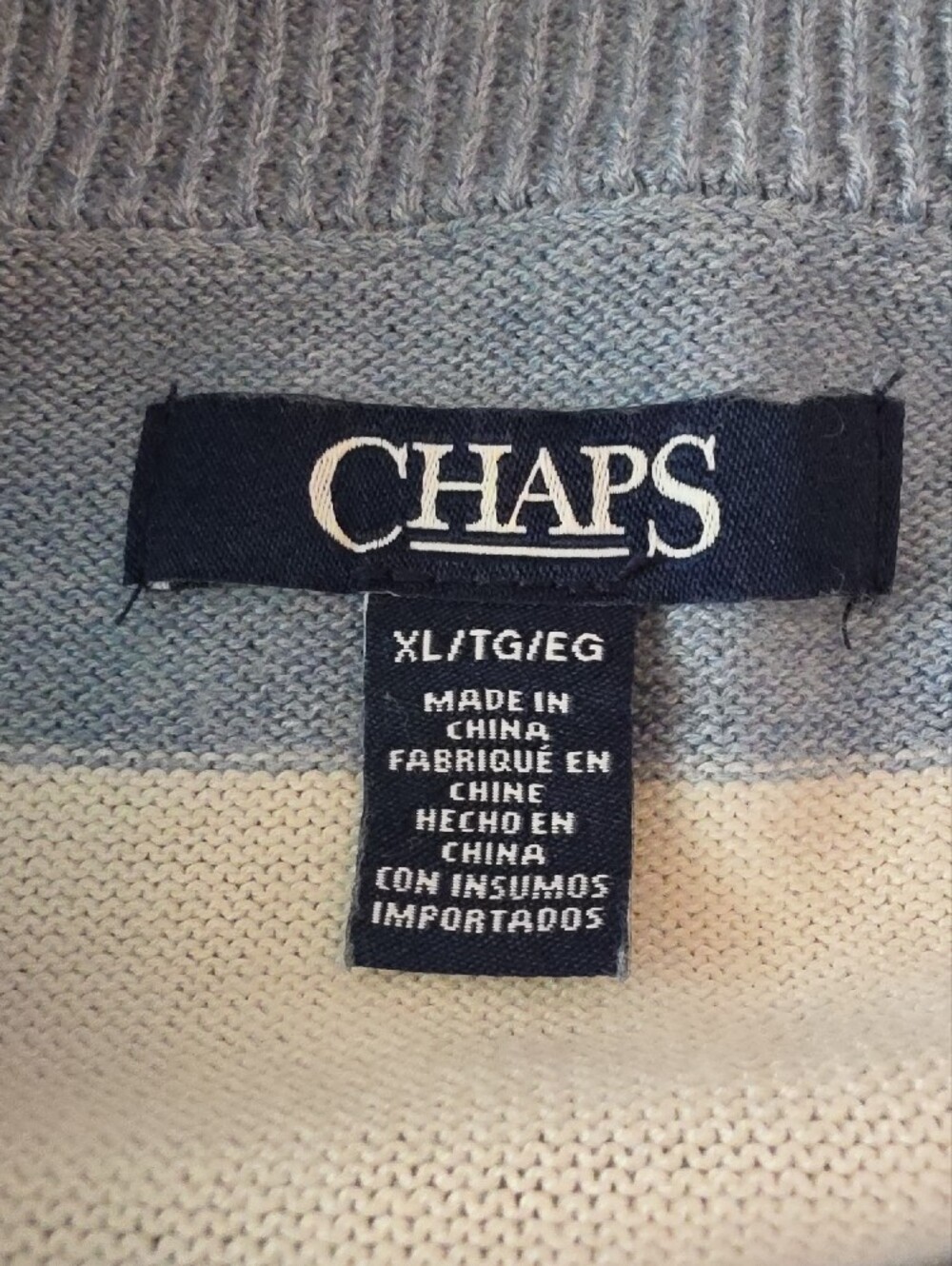 CHAPS Striped Boatneck Knit Sweater Light Blue & White Size XL - Picture 5 of 11